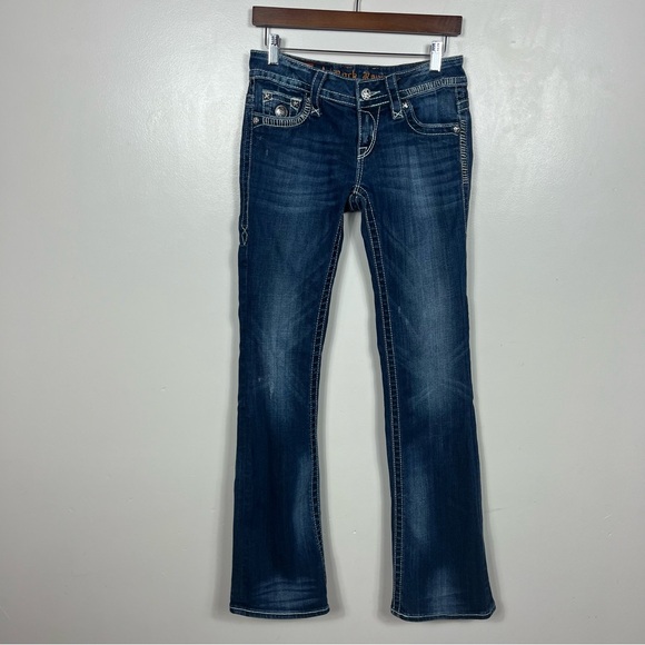 Rock Revival Jen Bootcut Jeans Size 27 Med Wash Embellished Low Rise - Picture 6 of 13